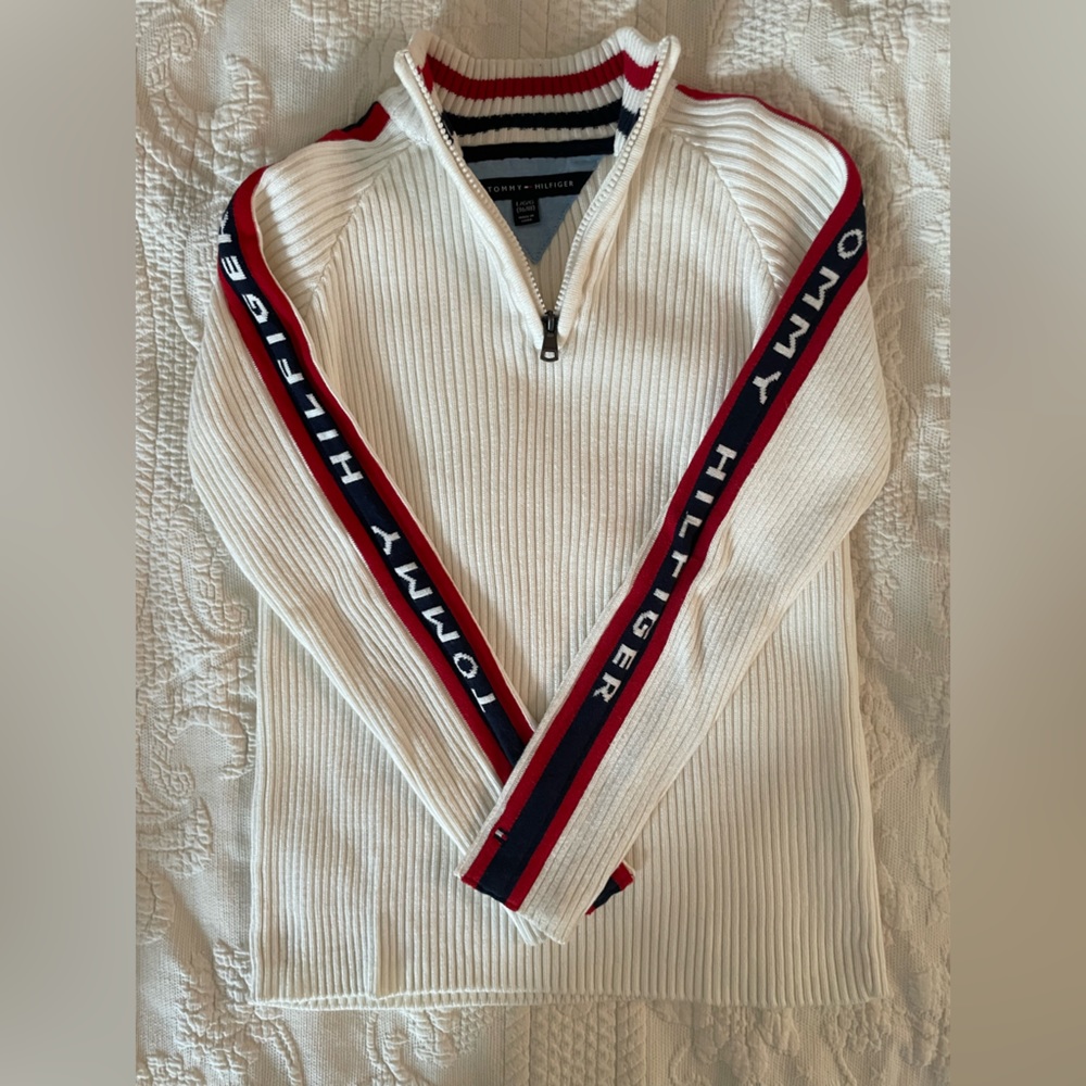 Tommy Hilfiger White Knit Quarter Zip